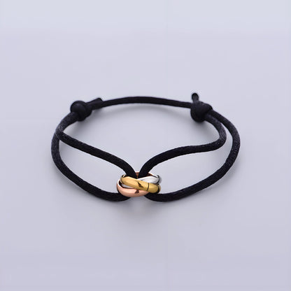 Trinity Bracelet Stainless Steel Circle Women's Bracelet Different Colors of Rope Classic Popular Tricolor GradientJewelry
