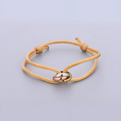 Trinity Bracelet Stainless Steel Circle Women's Bracelet Different Colors of Rope Classic Popular Tricolor GradientJewelry