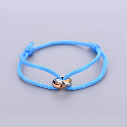 Trinity Bracelet Stainless Steel Circle Women's Bracelet Different Colors of Rope Classic Popular Tricolor GradientJewelry